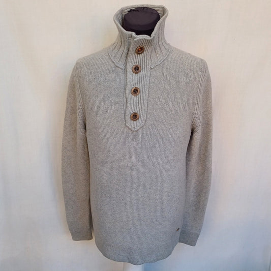 Hugo Boss Orange Wool/Cotton Button Pullover Knit Sweater Mens M