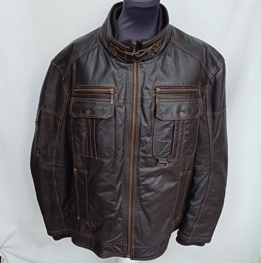 Trapper Real Nappa Cow Leather Jacket Mens 60/3XL