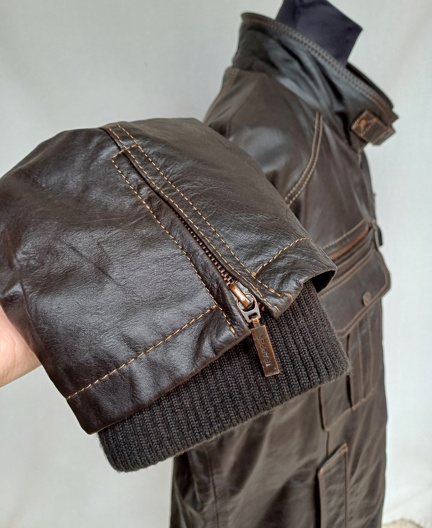 Trapper Real Nappa Cow Leather Jacket Mens 60/3XL