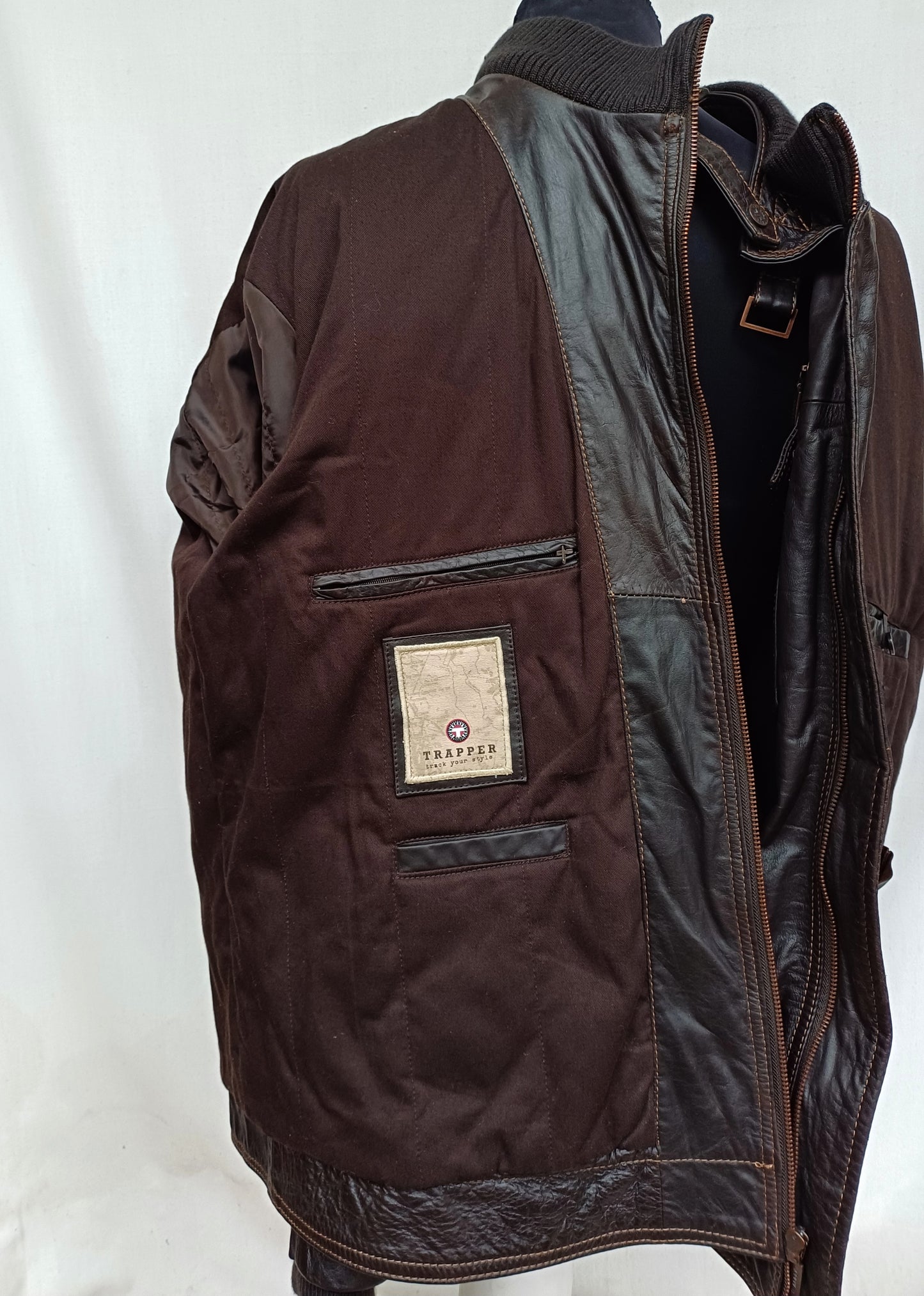 Trapper Real Nappa Cow Leather Jacket Mens 60/3XL