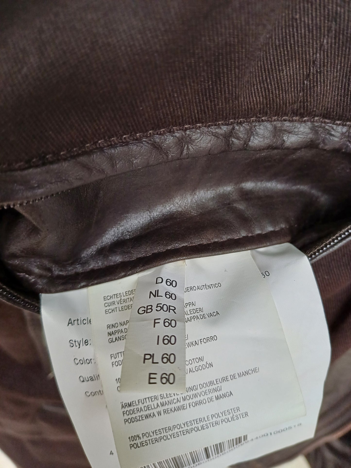 Trapper Real Nappa Cow Leather Jacket Mens 60/3XL