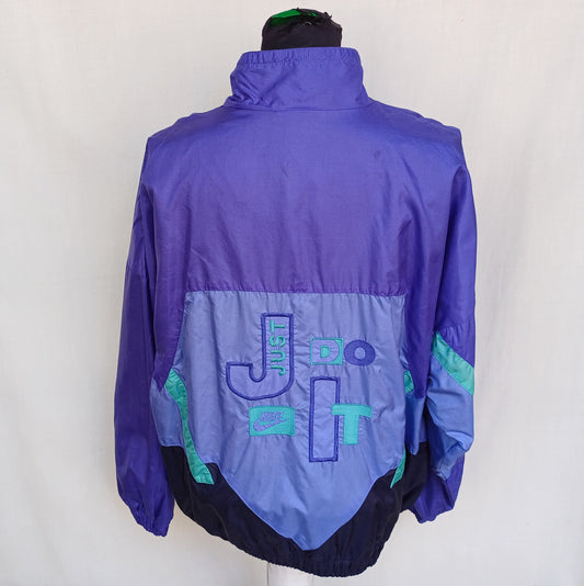 Vintage Nike Just Do It Big Logo Windbreaker Track Top Jacket Mens L