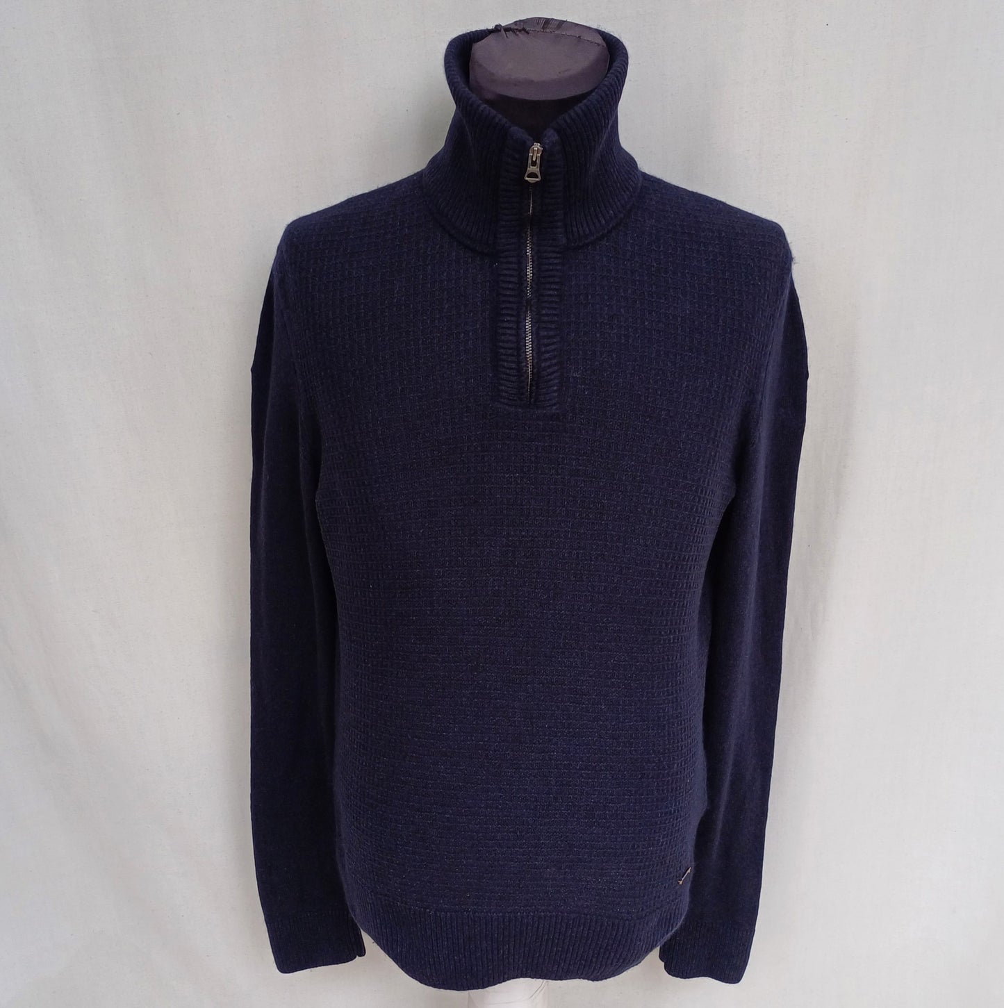 Hugo Boss Orange Wool/Cotton Zip Pullover Knit Sweater Mens M