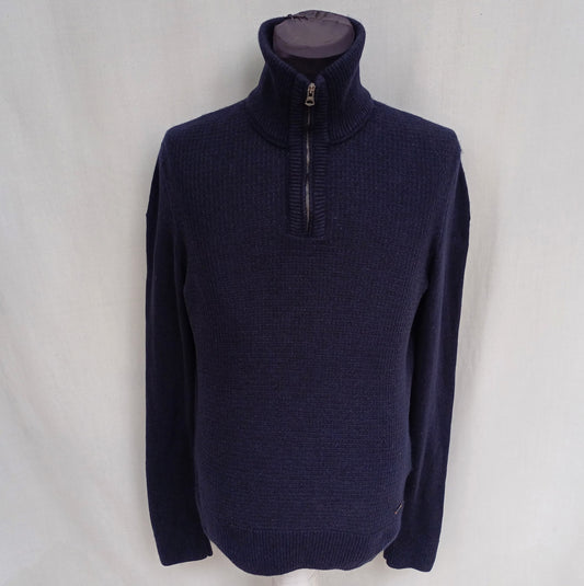 Hugo Boss Orange Wool/Cotton Zip Pullover Knit Sweater Mens M