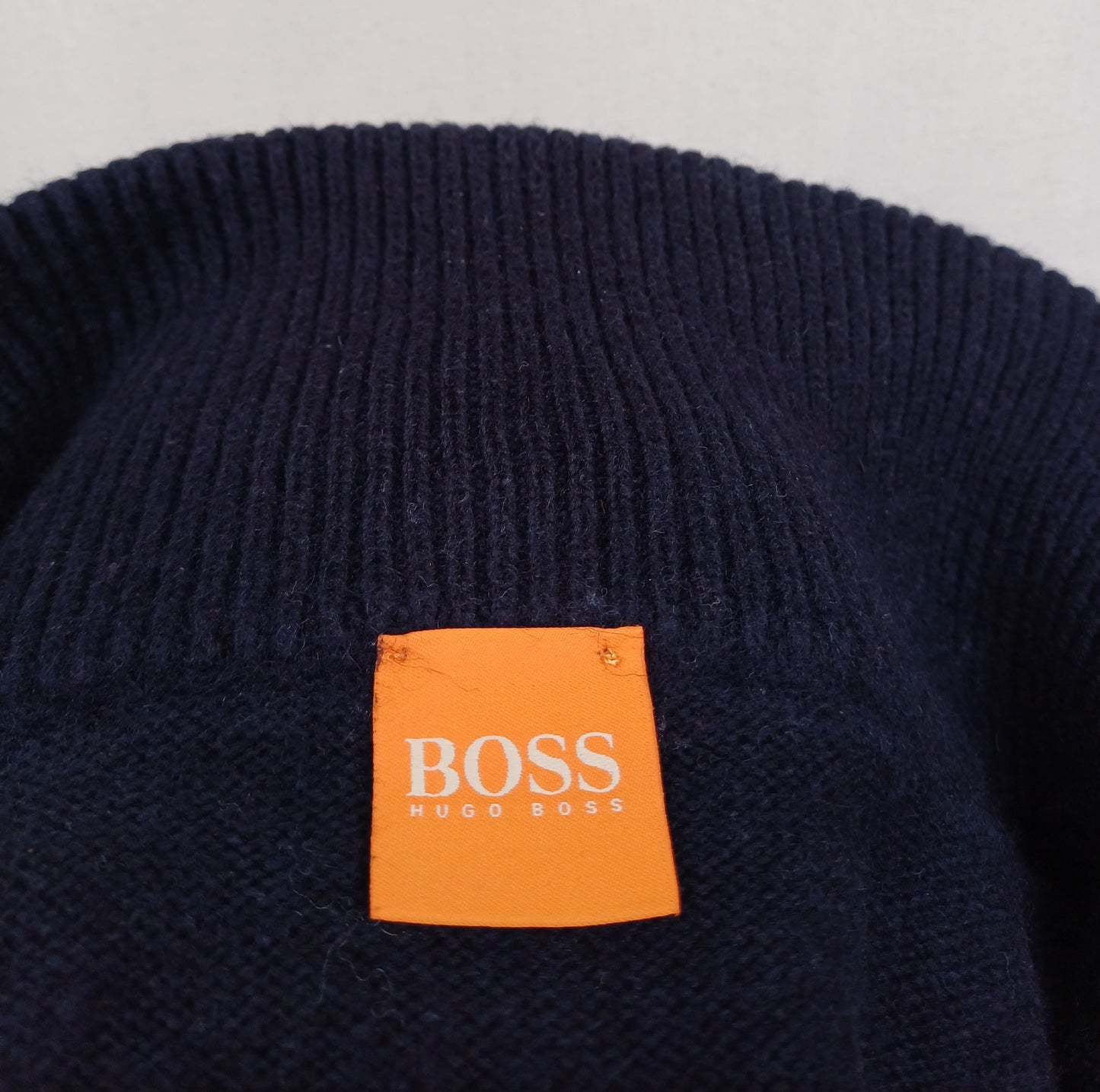 Hugo Boss Orange Wool/Cotton Zip Pullover Knit Sweater Mens M
