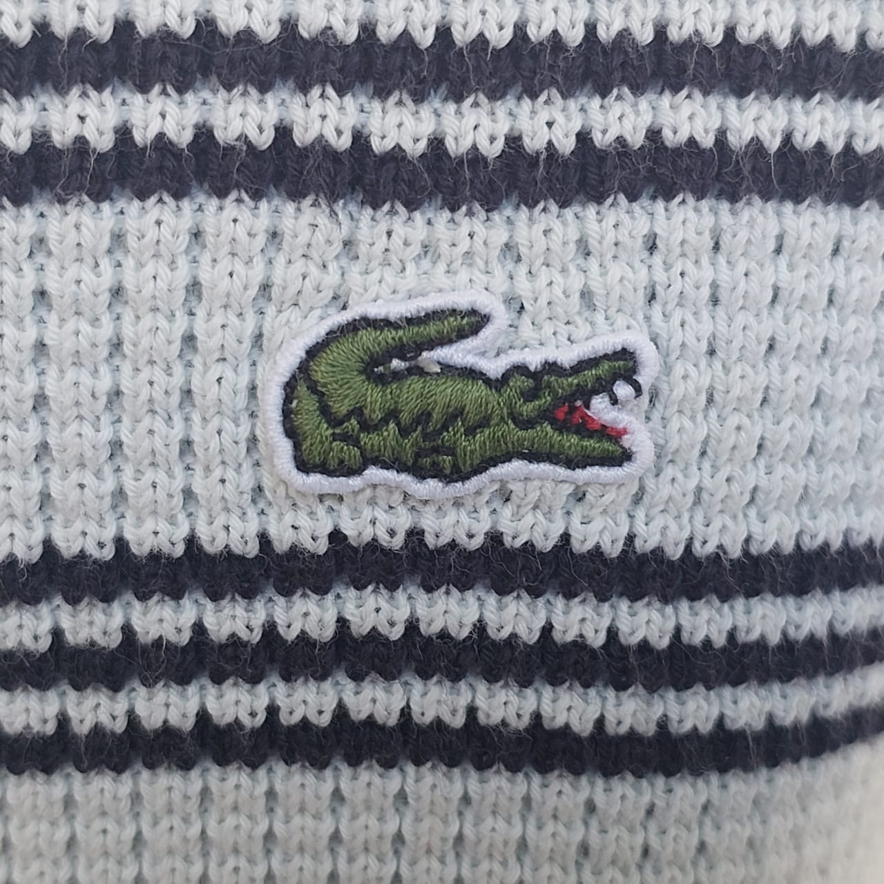 Lacoste 100% Cotton Striped Sweater Mens L
