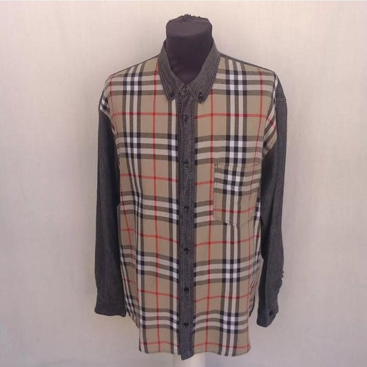 Moschino Jeans Cotton Check Button Down Shirt Mens L