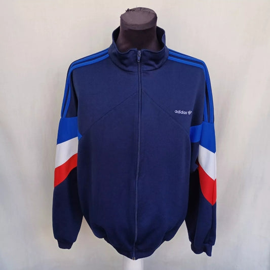 Vintage 90s Adidas France Flag Color Track Top Jacket Zip Blue White Red Size XL