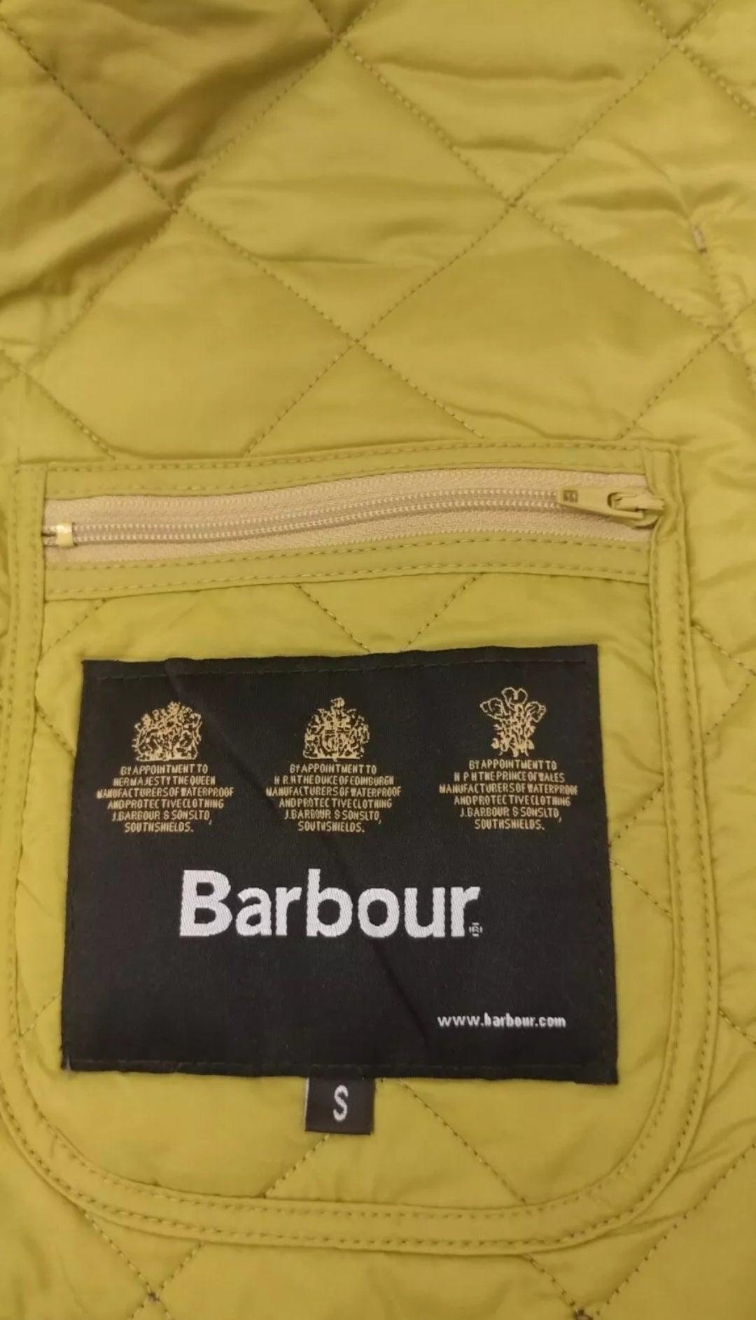 Barbour Grange Quilted Snap Jacket Olive Green Red Lightweight Coat Size Mens S