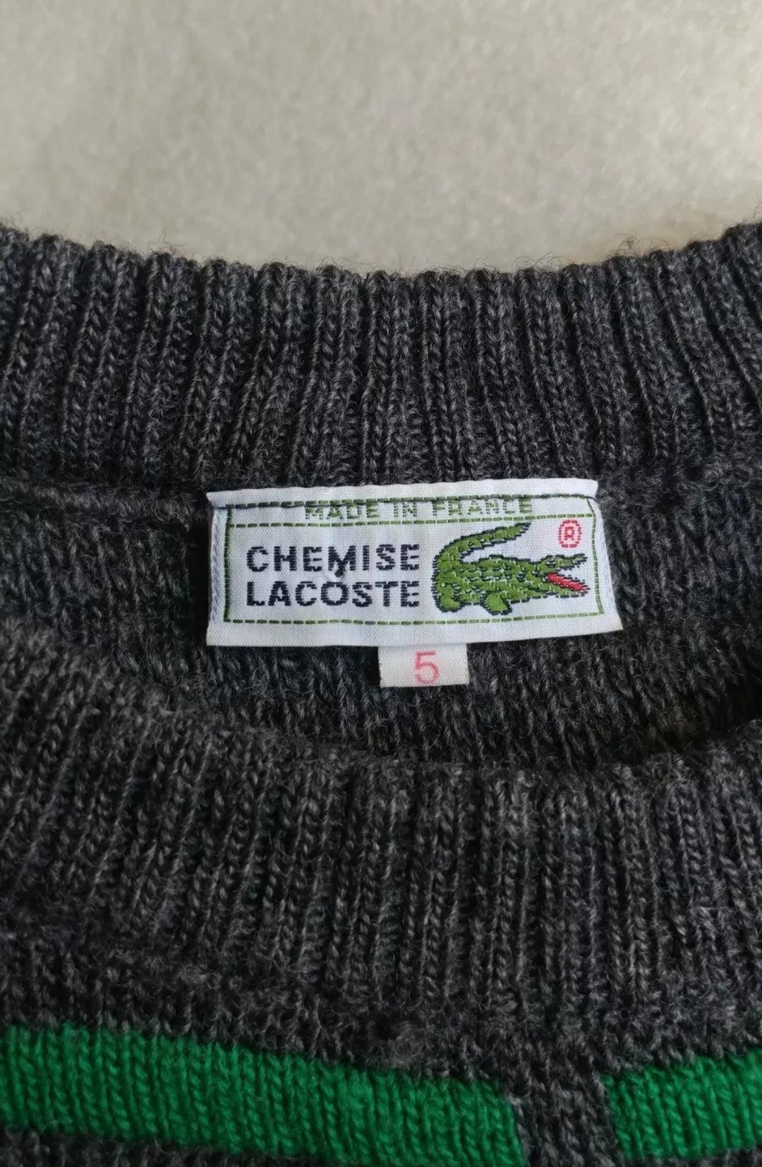 Vintage Chemise Lacoste Wool Pullover Knit Sweater Mens L