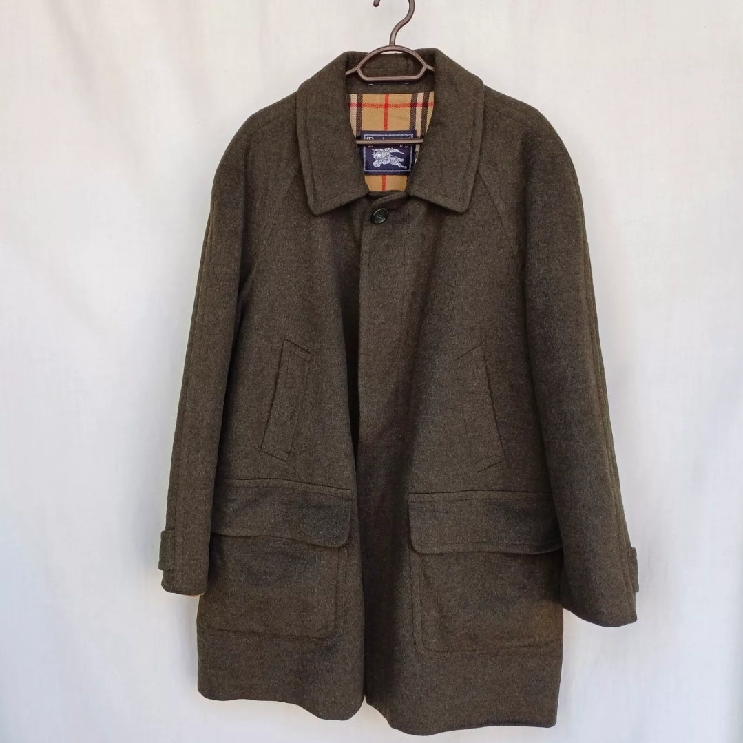 Burberrys Nova Check Lining Mens Wool Coat Overcoat Size 52