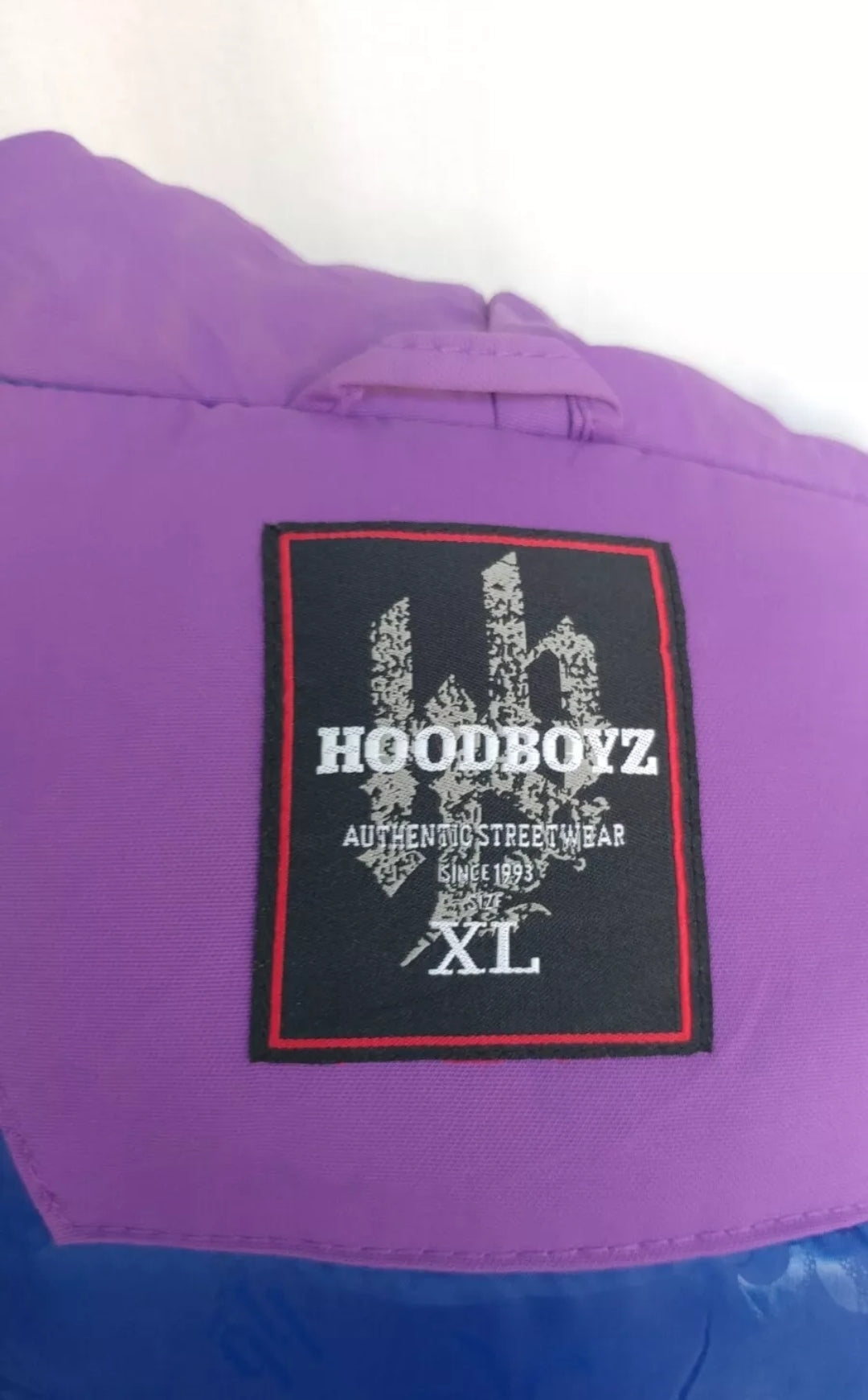 سترة Hoodboyz Bomber بغطاء رأس وشعار كبير للرجال مقاس XL