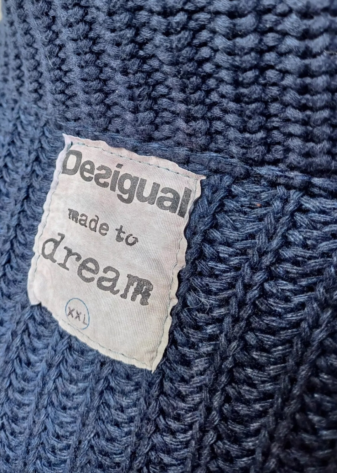 سترة Desigual Spell Out من الصوف/النايلون بسحاب/أزرار للرجال مقاس 2XL