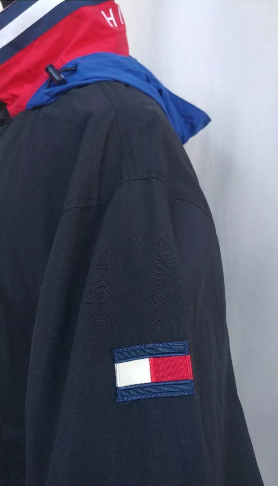 Vintage 90s Tommy Hilfiger Hooded Logo Jacket Mens M