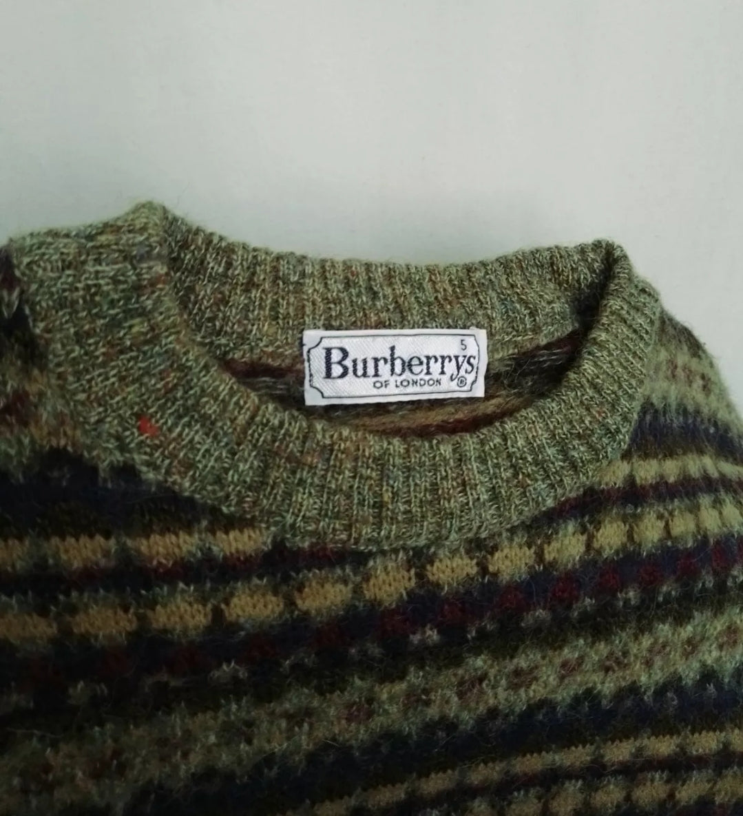 Vintage Burberrys Wool/Acrylic/Alpaca Striped Sweater 5/Mens M