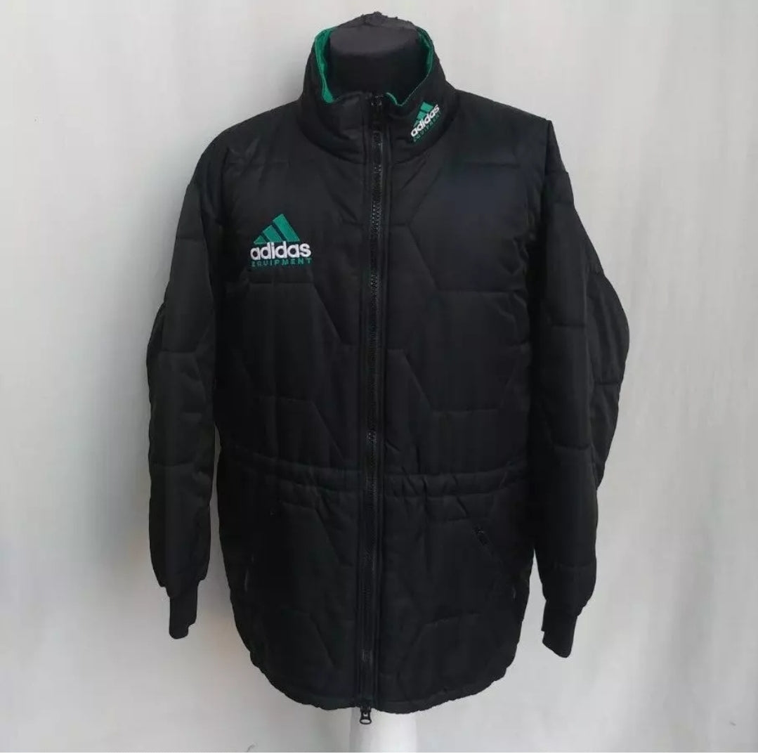 Vintage 90s Adidas Equipment Big Logo Quilted Coat Mens M