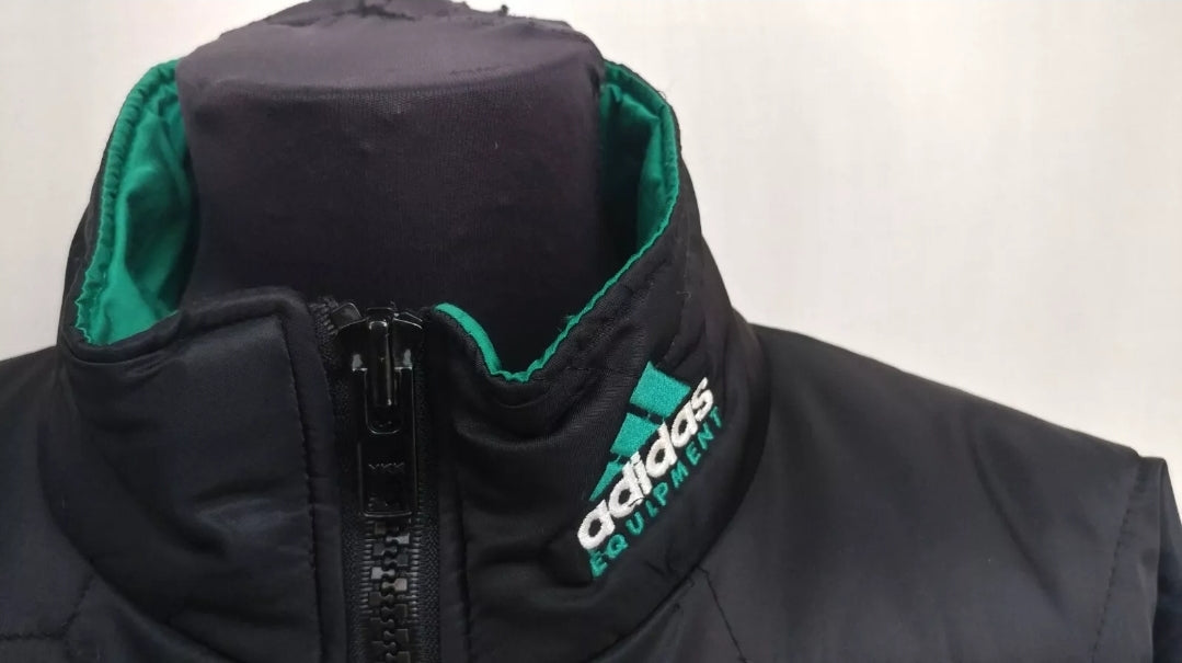 Vintage 90s Adidas Equipment Big Logo Quilted Coat Mens M