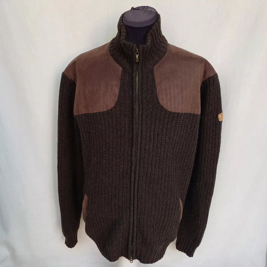 Fjallraven Lambswool Groose Knit Sweater Zip Jacket Mens XL