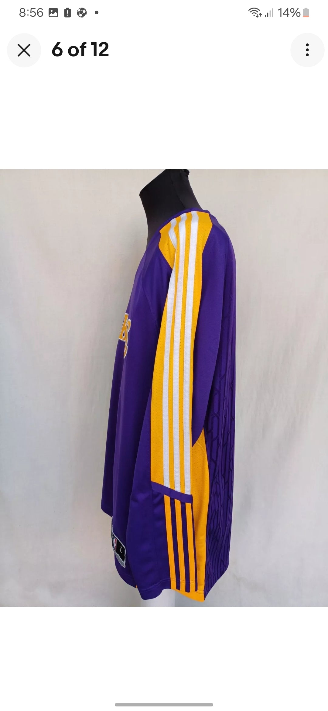 LA Lakers 2010 Adidas Warm Up Basketball Shirt Mens L