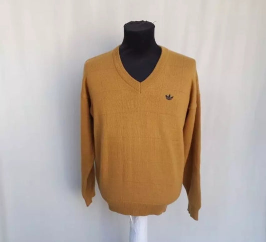 Vintage Adidas Wool/Acryl V-Neck Pullover Sweater Mens M