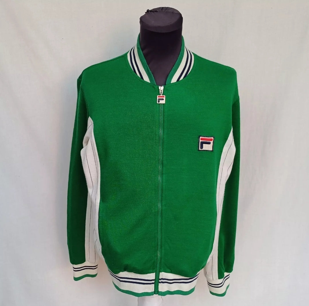 Vintage FILA White Line Acrylic/Wool Track Top Jacket Mens M