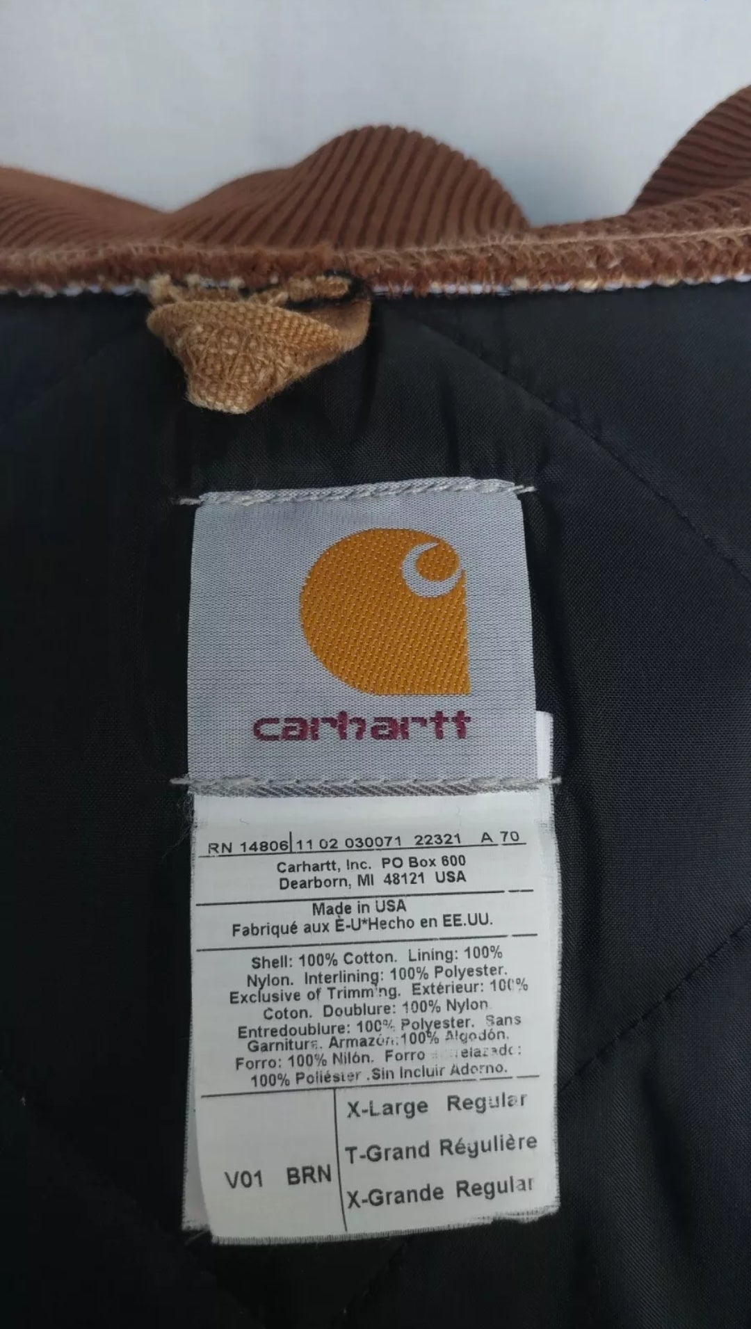 Carhartt V01 Duck Canvas Quilt Lined Vest Mens XL