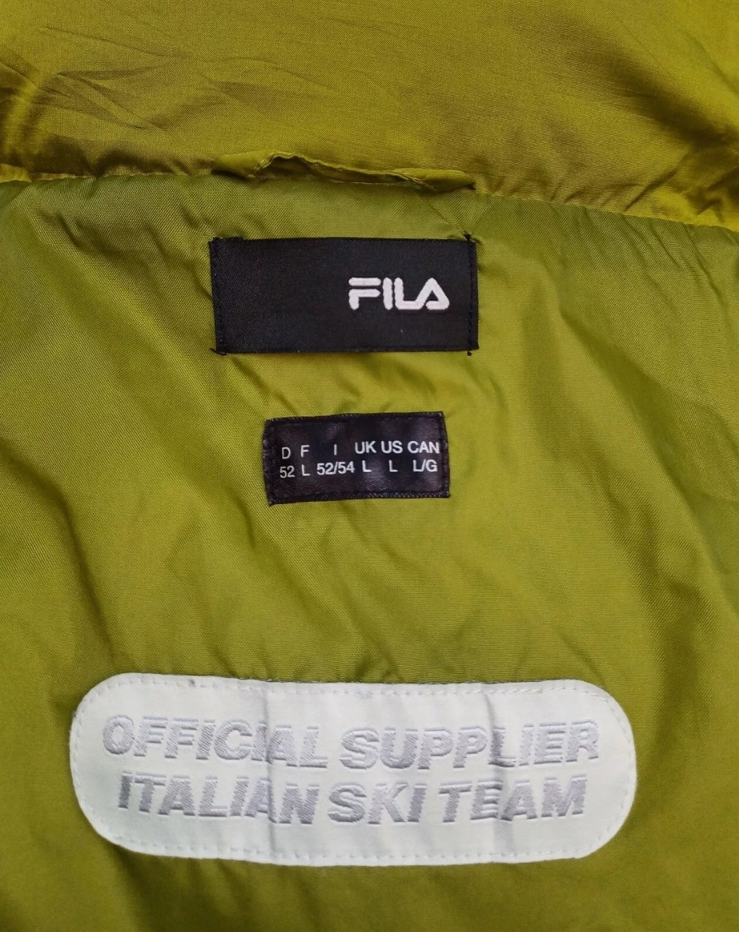 FILA Italy Ski Team Quilted Down Puffer Vest Mens L