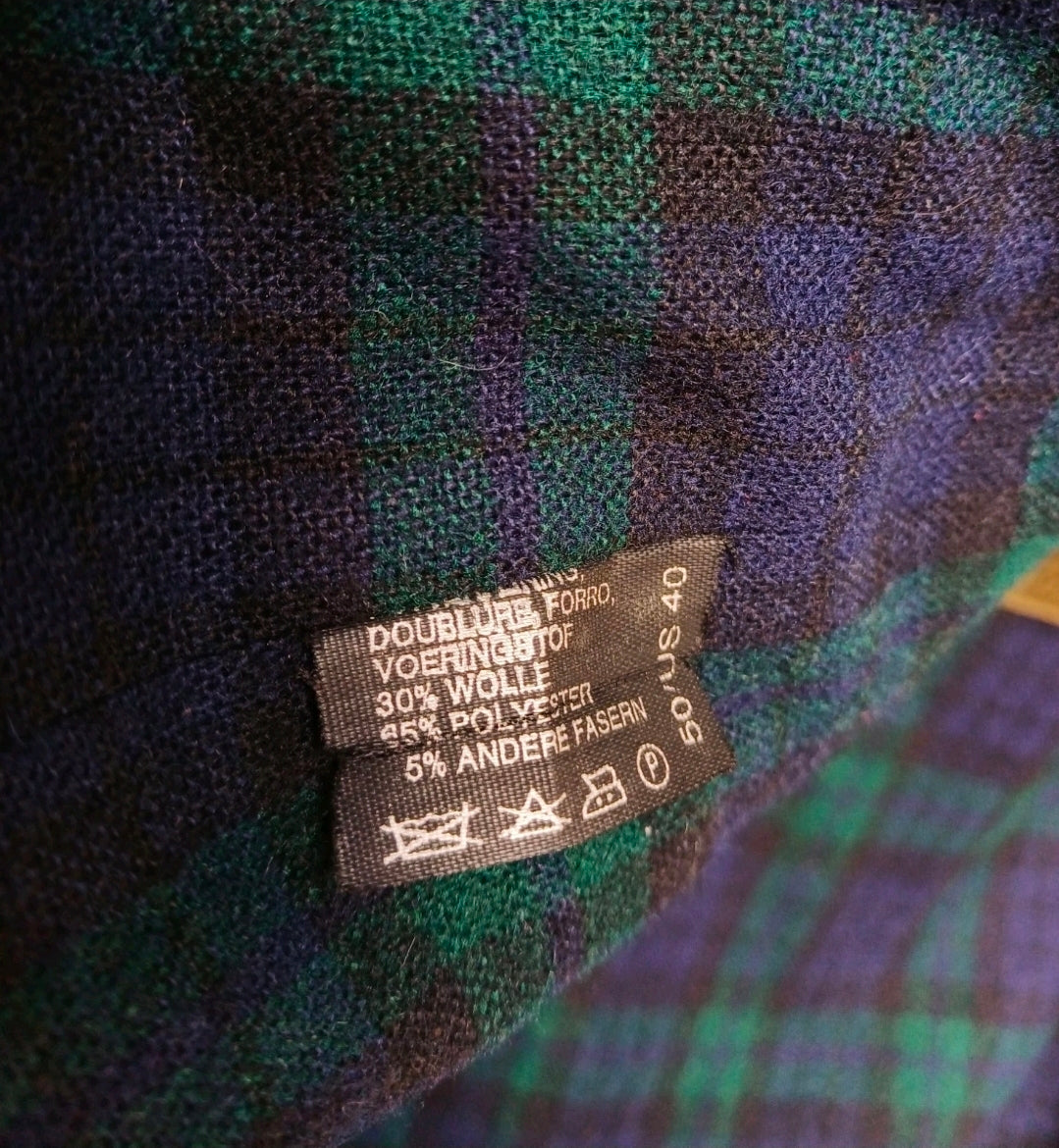 Salko Tiroler Loden Tartan Lining Mens Wool Button Coat Overcoat EU 50/US 40