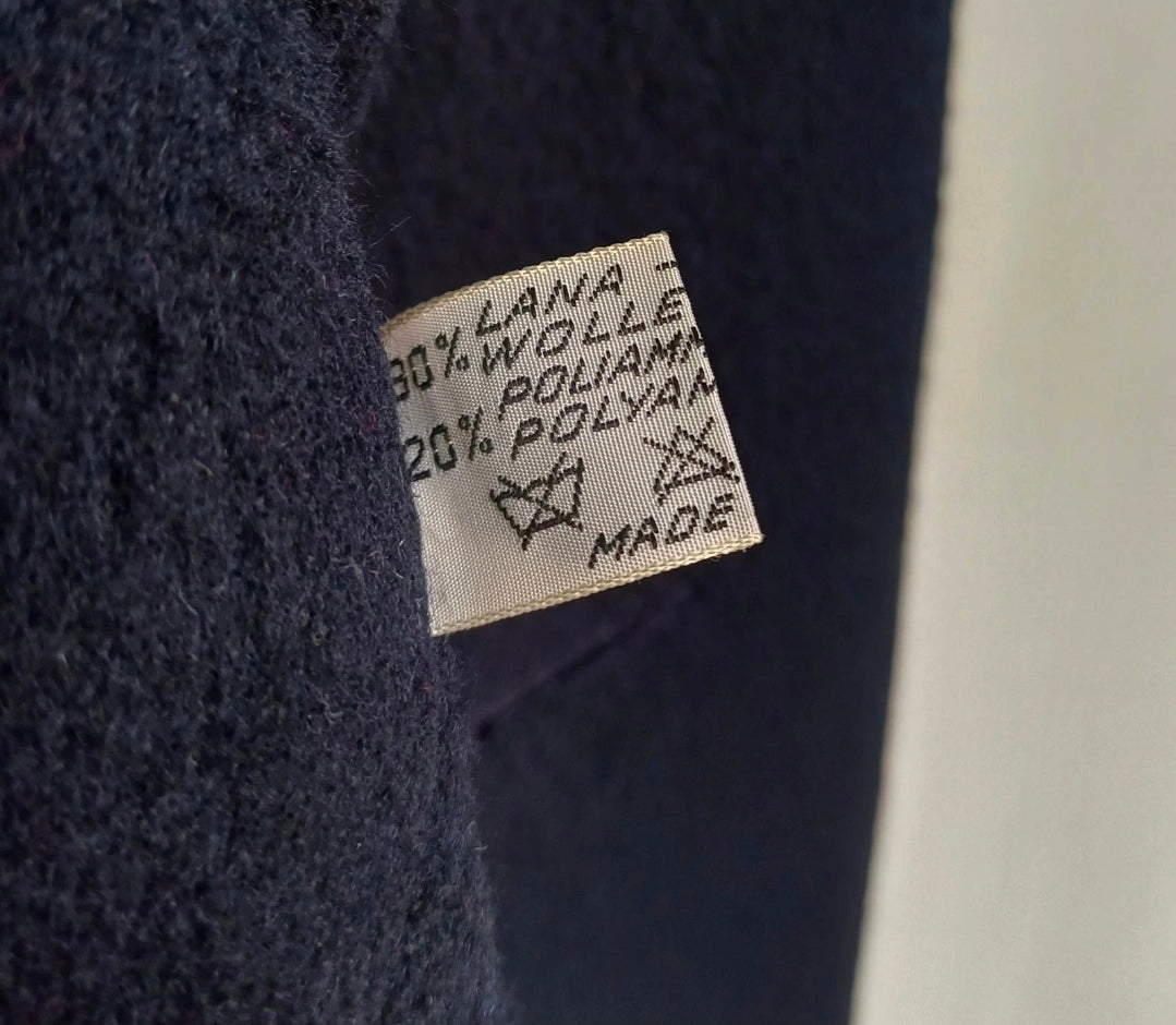 Vintage Herno Mens Wool Button Coat Long Navy Blue Overcoat EU 46/Mens S