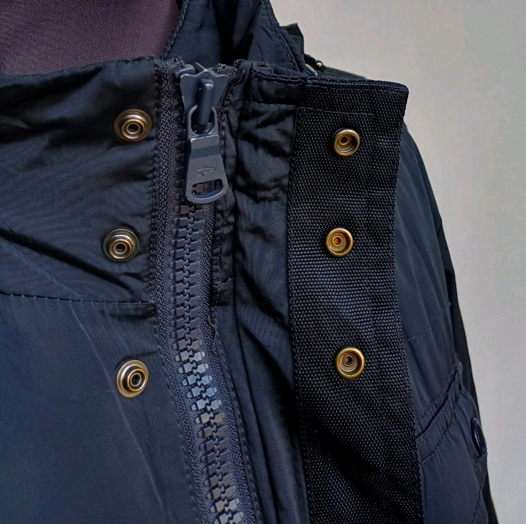 Paul & Shark Double Zipper Multi-Pockets Field Padded Hooded Jacket Mens L