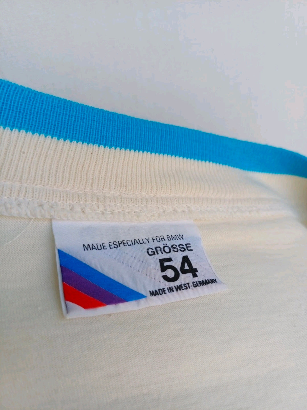 Vintage 80s BMW M Style V-Neck Cotton Sweater T-Shirt Size 54/Mens L/XL