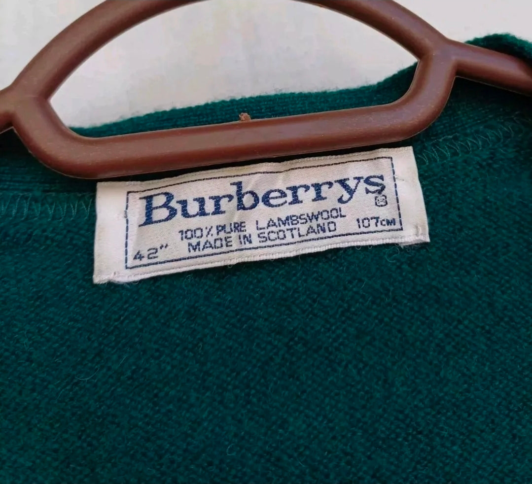 Vintage Burberrys Pure Lambswool Button Cardigan Sweater Mens L
