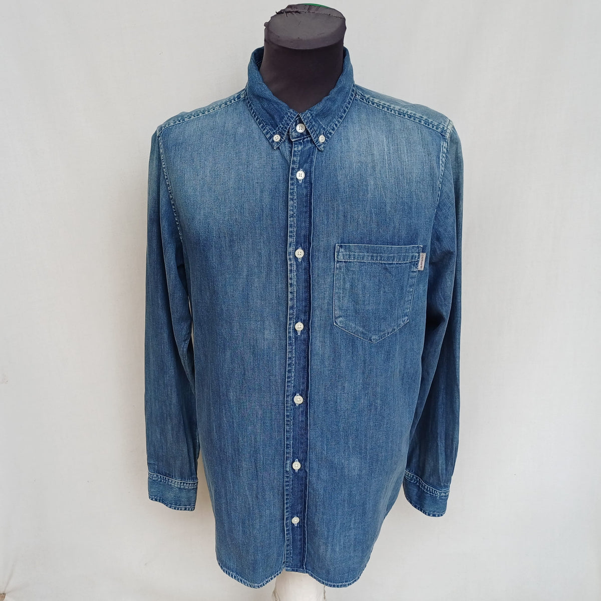 Carhartt Slim Fit Cotton Civil button-down Denim Shirt Mens M
