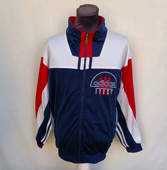Vintage 90s Adidas Sport Zip Track Top Jacket Striped Mens M