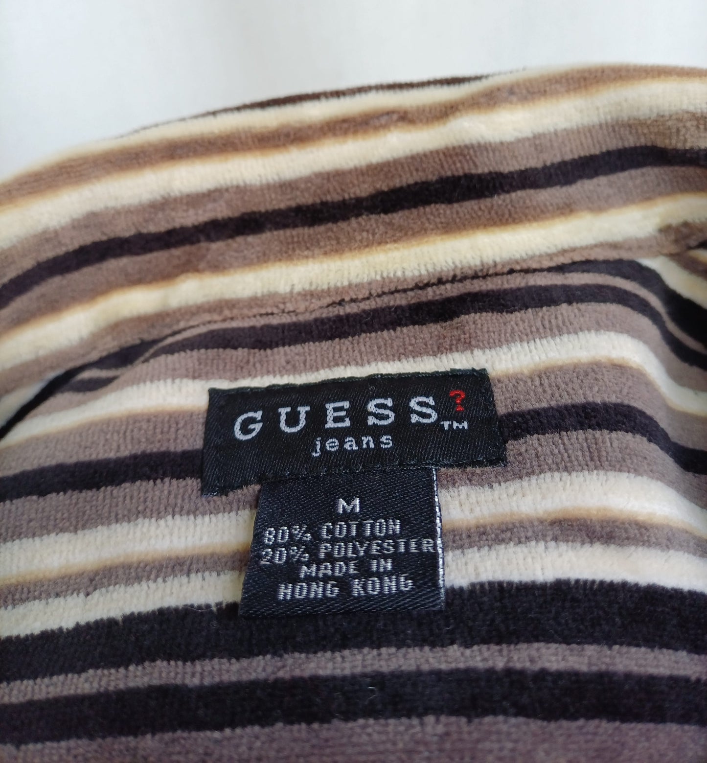 Vintage 90s Guess Jeans Velour button Striped Shirt Mens M