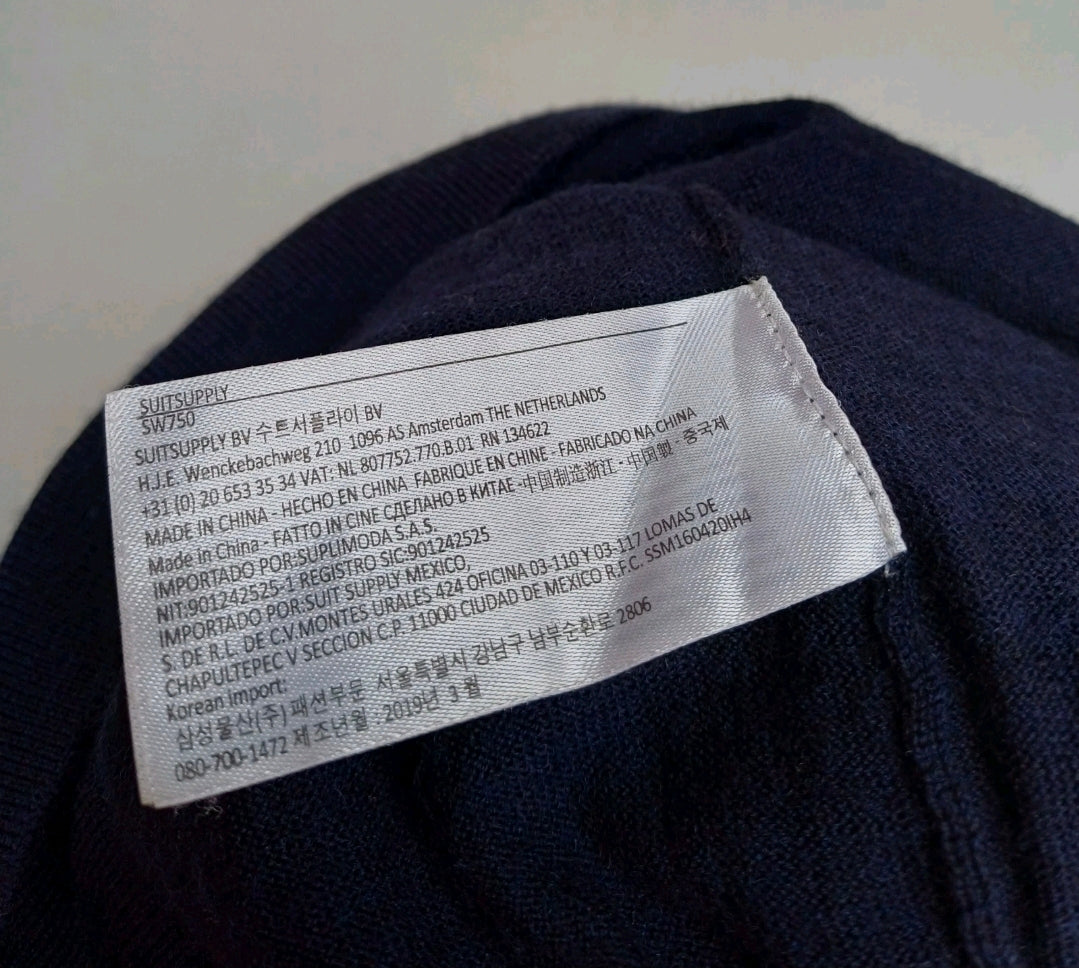 Suitsupply 100% Merino Wool V-Neck Pullover Sweater Mens L