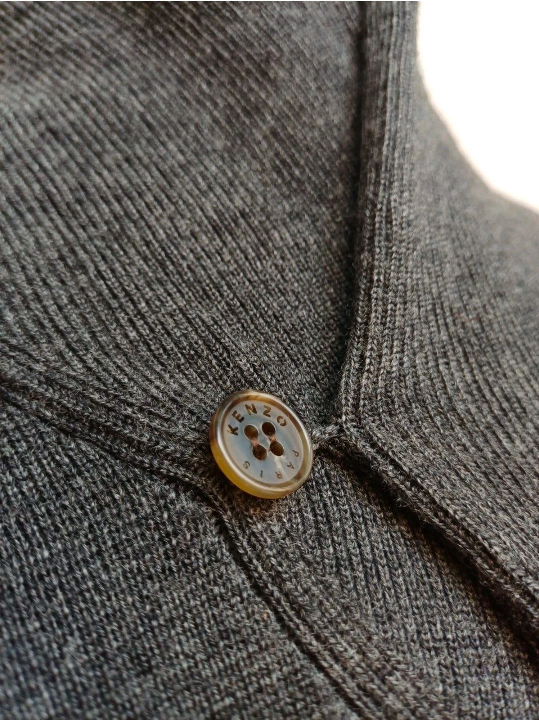 Kenzo Shawl Neck Pure Wool Button Cardigan Pockets Sweater Mens L