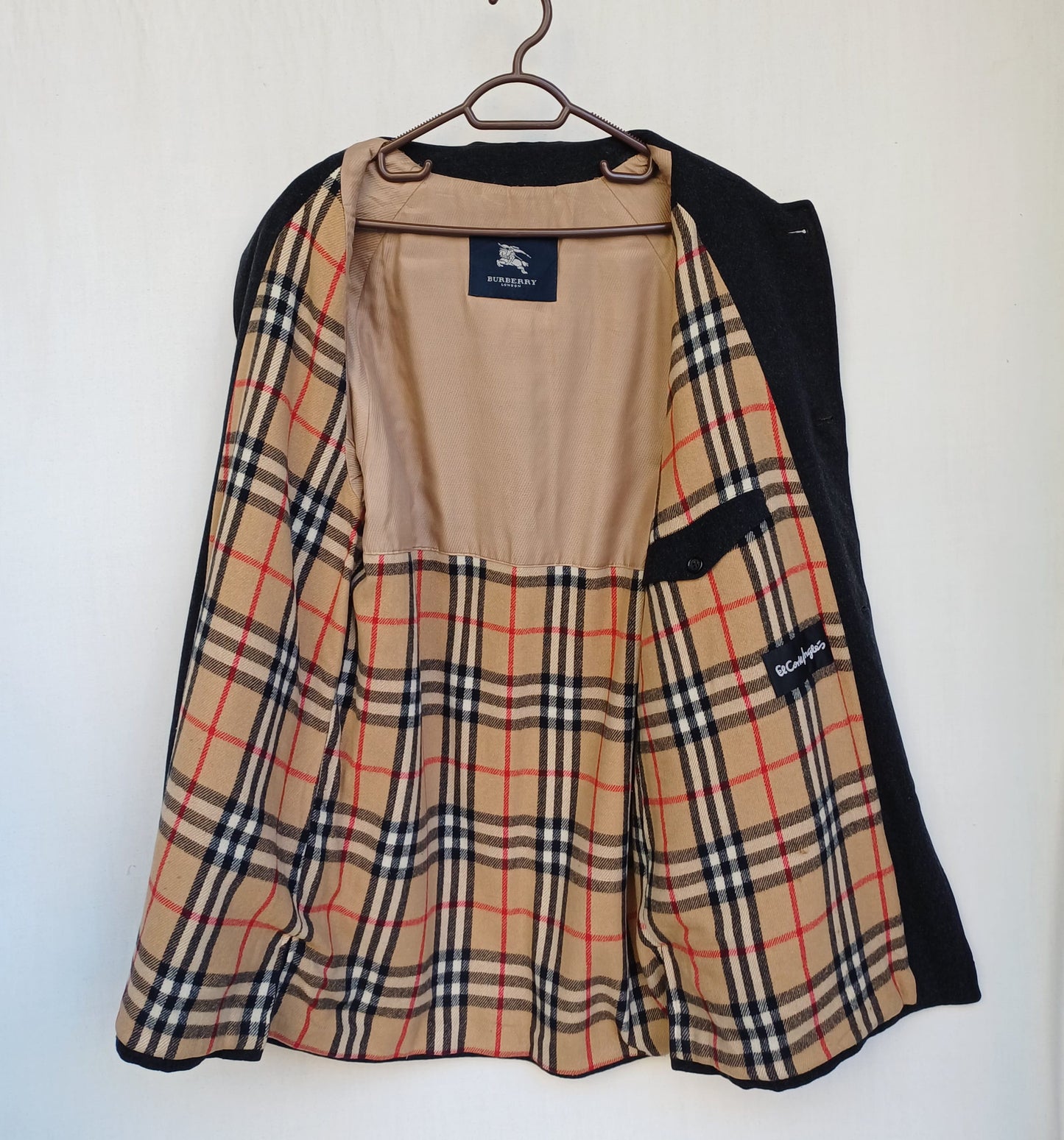 Burberry London Nova Check Lining Merino Wool Coat Overcoat Size 3/Mens S