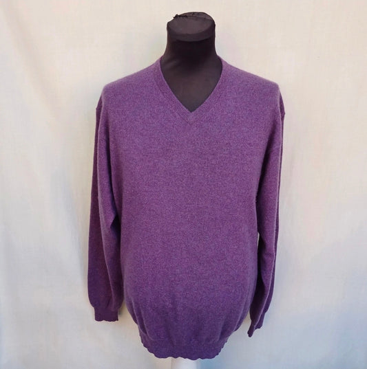 Werther Pure Cashmere Long Sleeve V-Neck Sweater Jumper Size 56/Mens 2XL