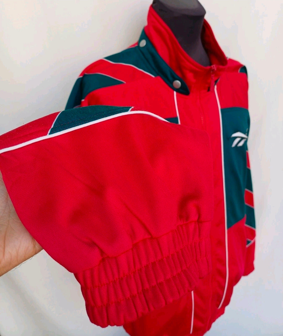 Vintage 90s Reebok Big Logo Full Zip Track Top Jacket Mens L