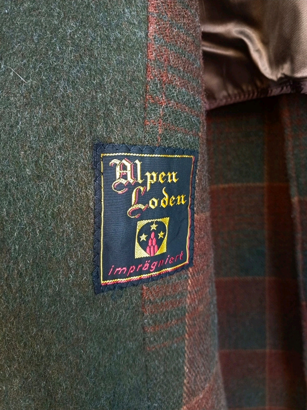 Vintage Alpen Loden Impragniert Mens Wool Button Coat Overcoat Size EU 48