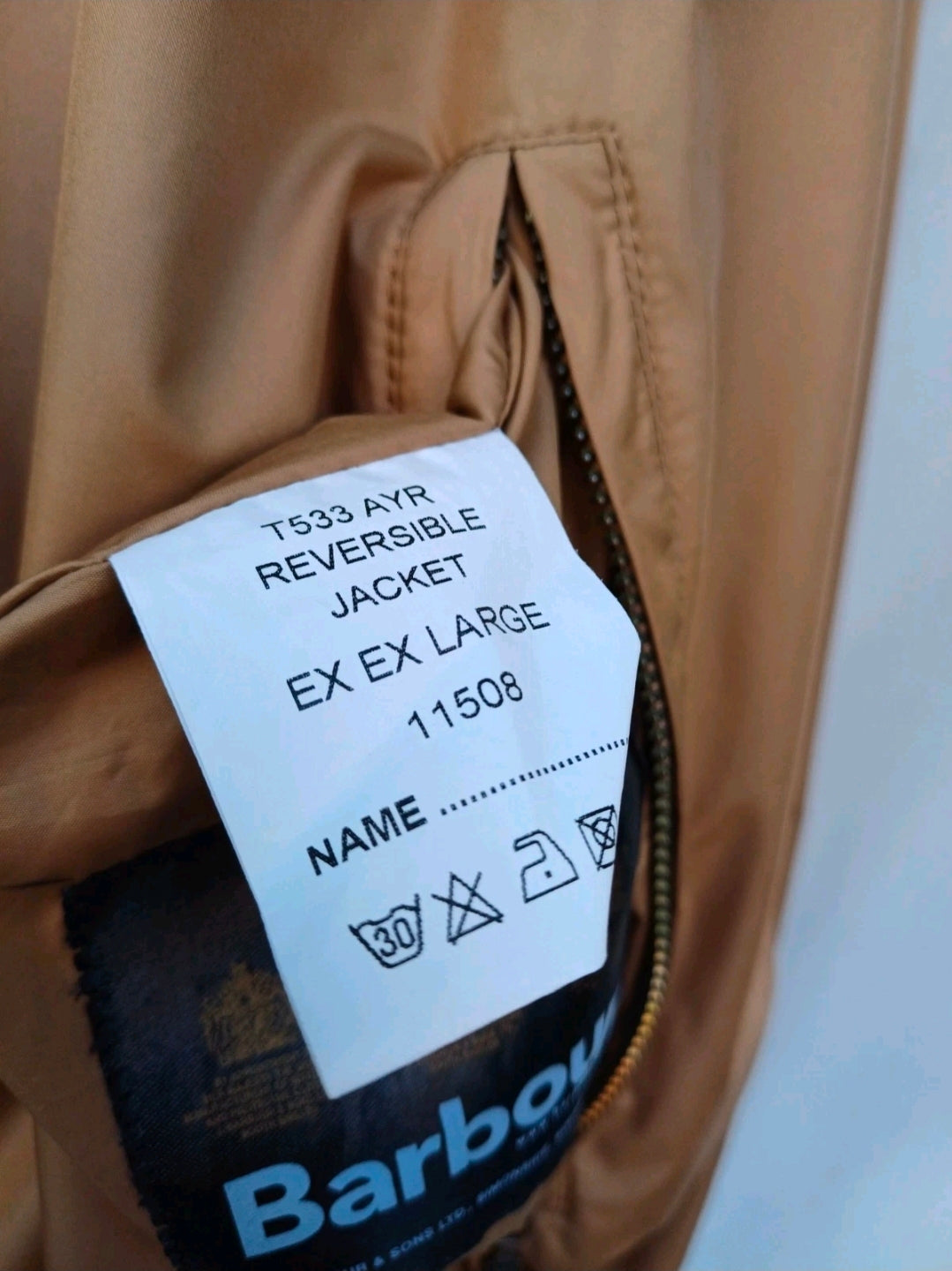 Barbour T533 AYR Reversible Check/Plaid Bomber Jacket Mens 2XL