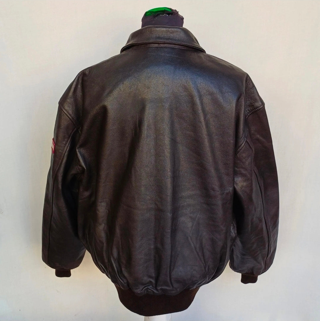 New Without Tags US Wings A-2 Goat Skin Leather Flight Bomber Jacket Dark Brown Mens 2XL
