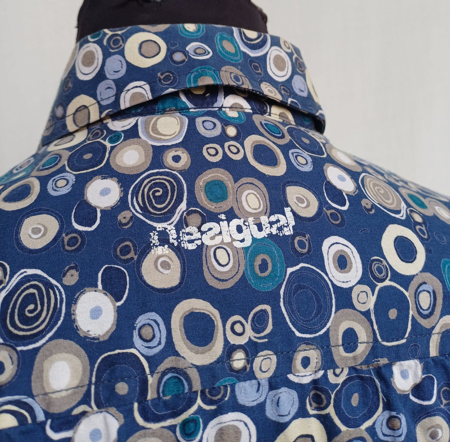Desigual Regular Fit All Over Circle Cotton Button-Up Shirt Mens S