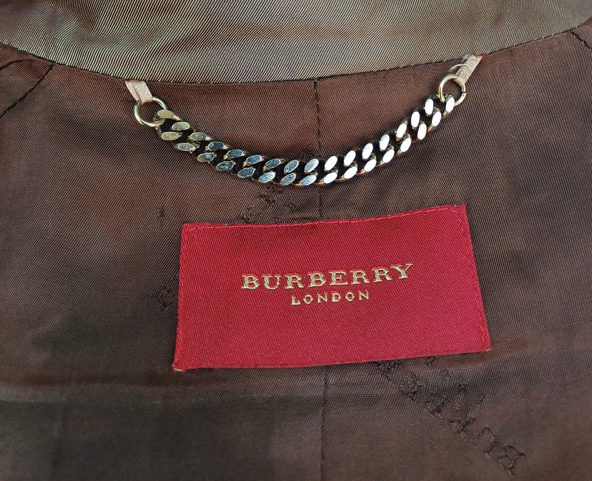 New Without Tags Burberry London Womens 3/4 Sleeve Shiny Jacket Size 44/Large