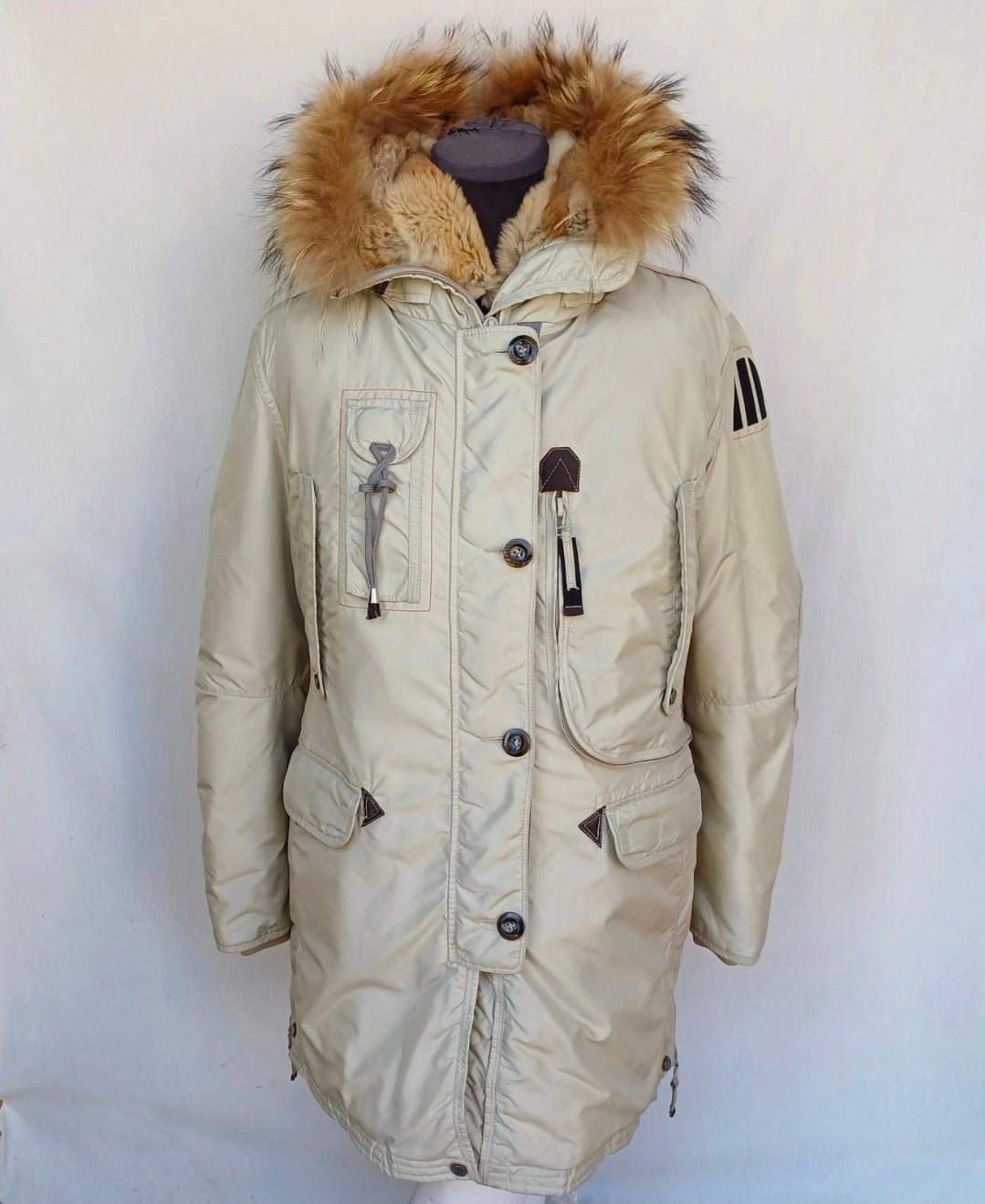 Parajumpers Masterpiece Series Womens Fur Hooded Down Parka Jacket Coat Size L