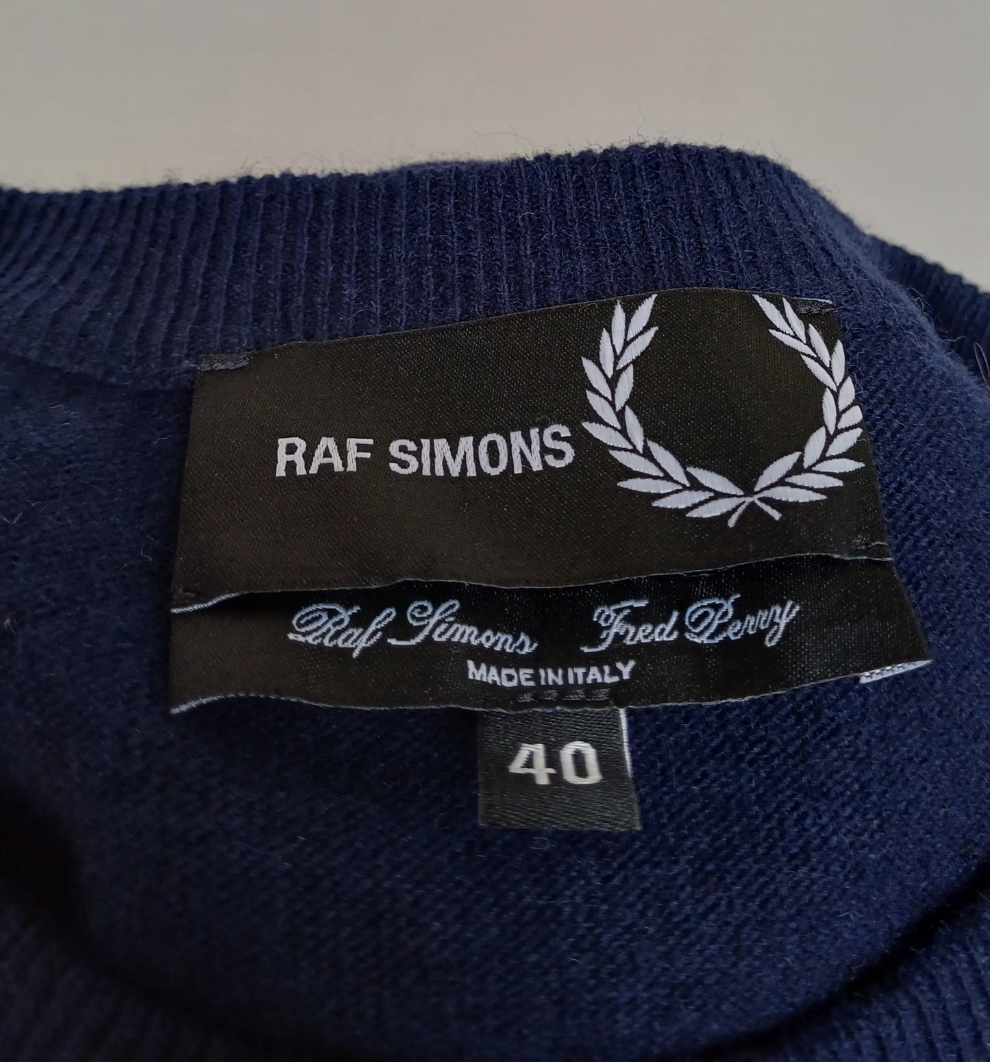 Fred Perry X Raf Simons Wool Crew Neck Sweater Jumper Size 40/Mens M/L