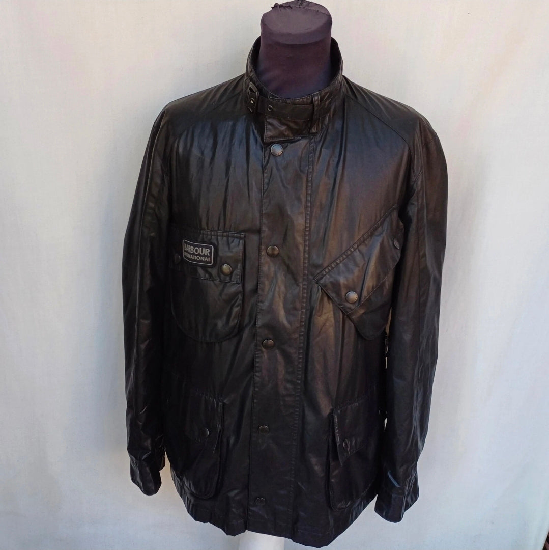 Barbour T1149 Carbon Finish International Jacket Zip/Snap Coat Mens M