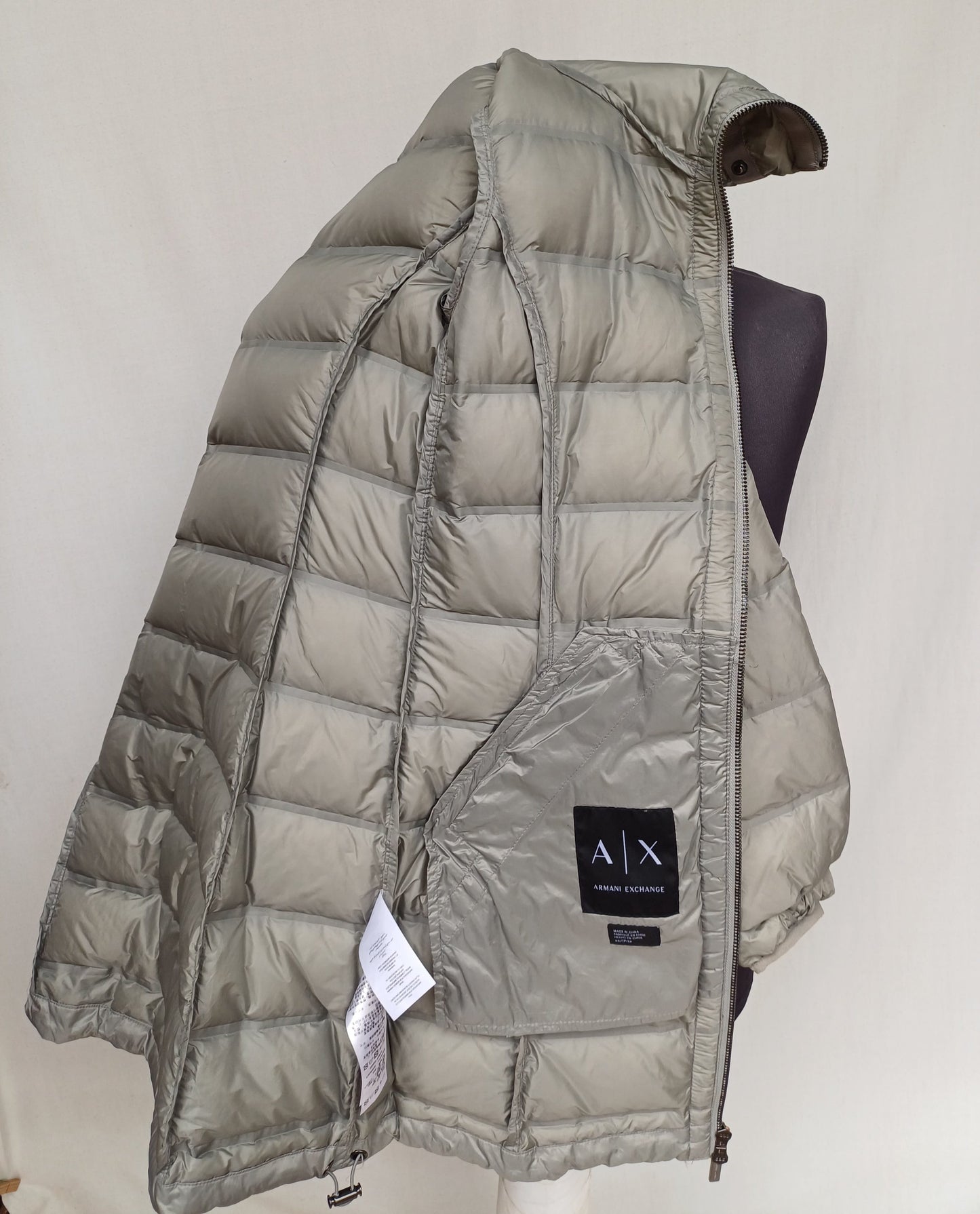 Armani Exchange Womens Zip Quilted Puffer Down Long Jacket Size XS
