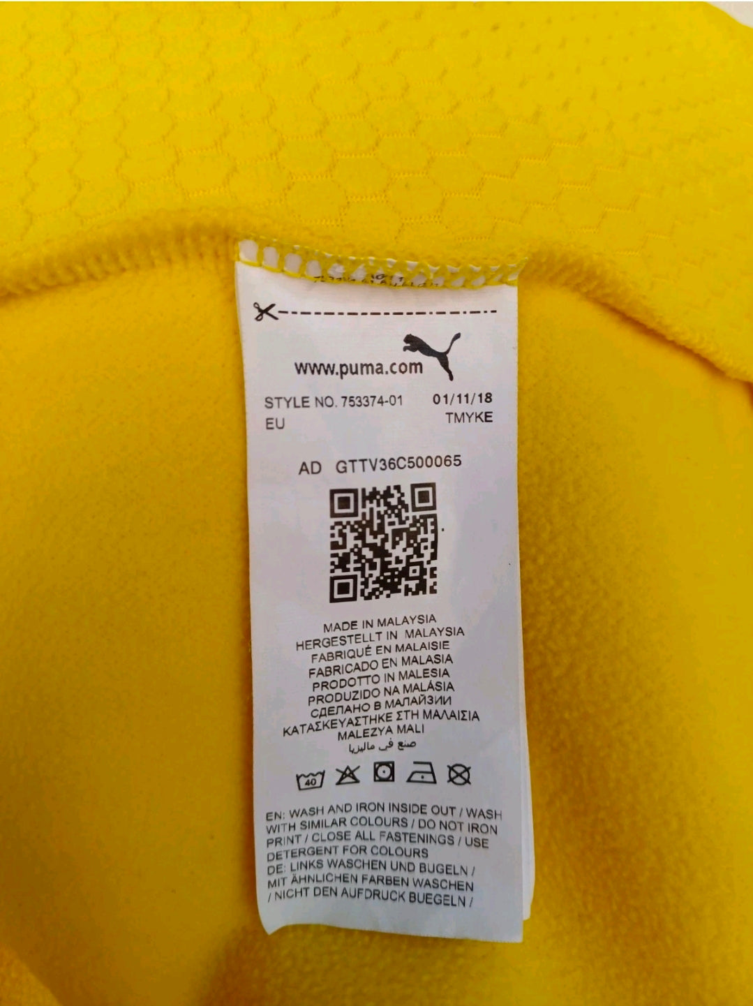 Borussia Dortmund 2018/19 Puma Drill Training Top Zip Long Sleeve Mens L